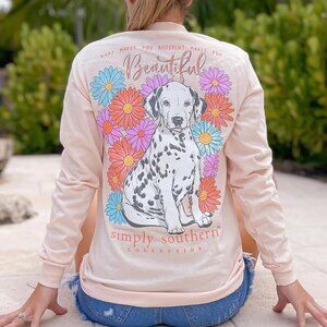 SIMPLY SOUTHERN What Makes You Beautiful Women’s Long Sleeve T-Shirt Peach Size